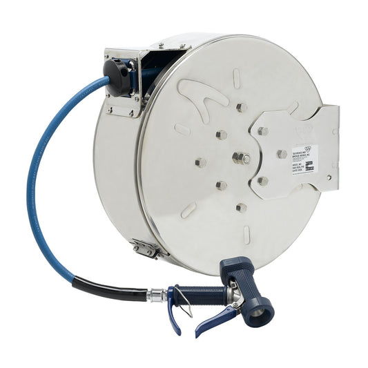 T&S Brass Enclosed Stainless Steel Hose Reel 3/8" x 50' Front Trigger - B-7142-C05