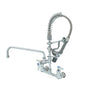 T&S Brass Mini Pre-Rinse Unit Chrome Brass Wall Mount NSF 8" - MPY-8WLN-12-4C