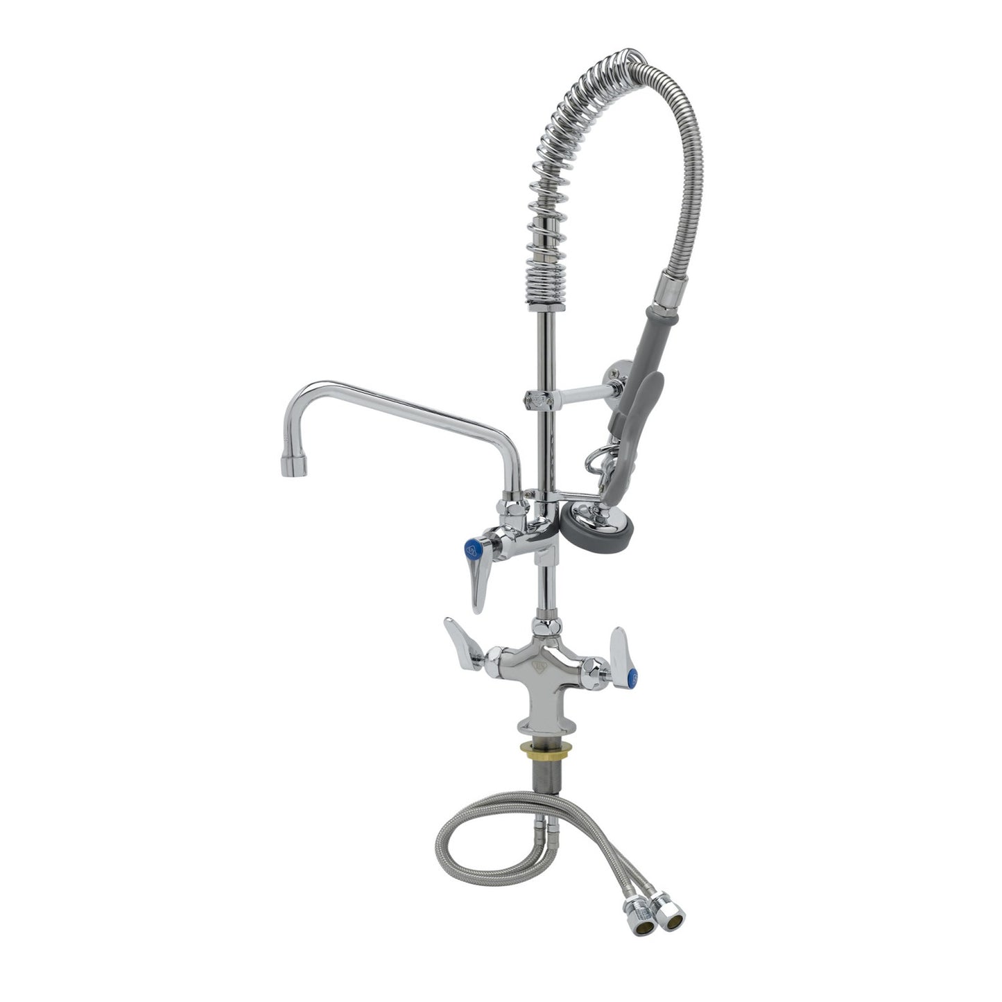 T&S Brass Mini Pre-Rinse Unit Chrome Brass Cerama Lever Handle - MPZ-2DLN-08-CRF