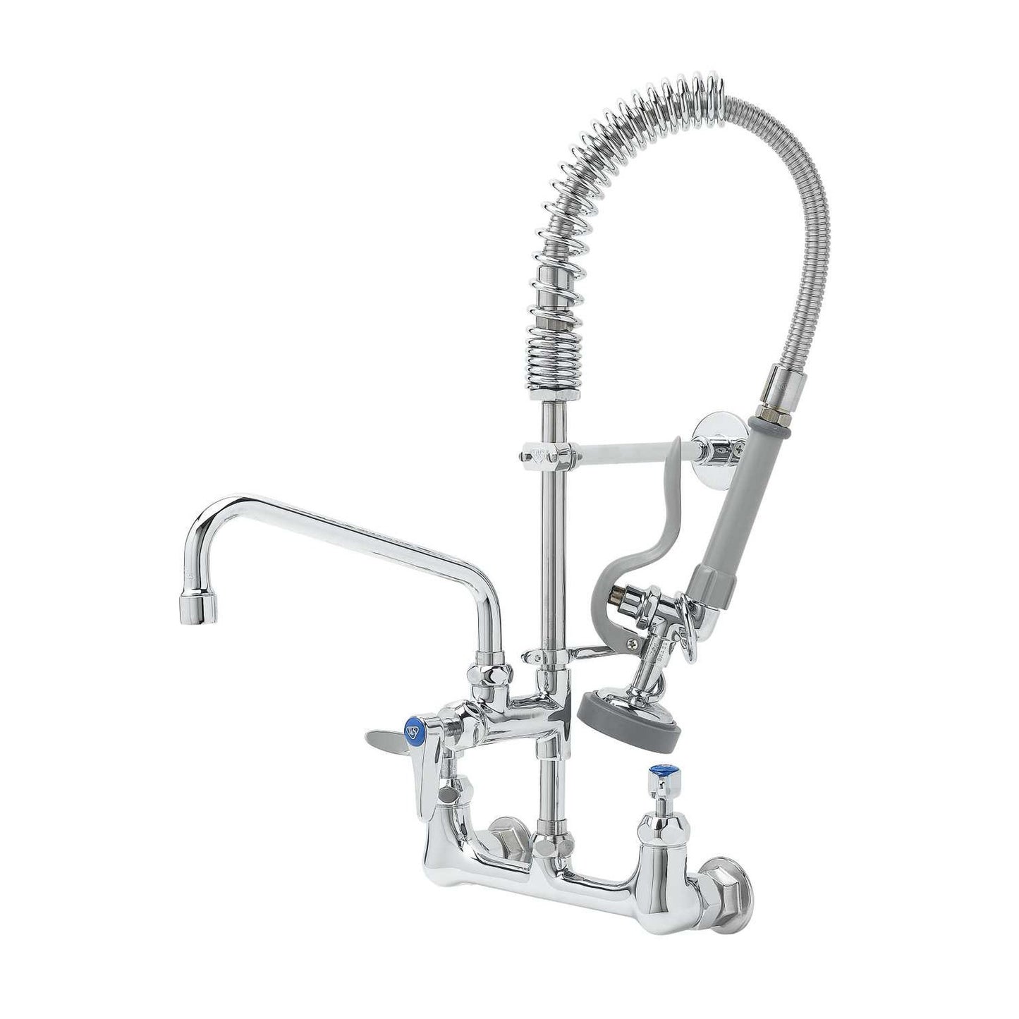 T&S Brass Mini Pre-Rinse Faucet NSF Chrome Brass Wall Mount 8" - MPZ-8WLN-08-CR