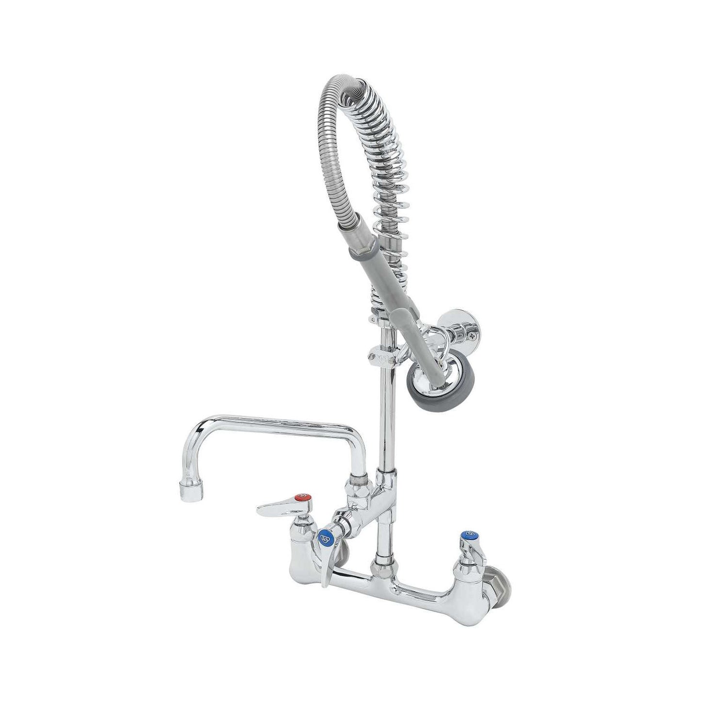 T&S Brass Mini Pre-Rinse Unit Wall Mount Chrome Brass 8" Centers - MPZ-8WLN-08