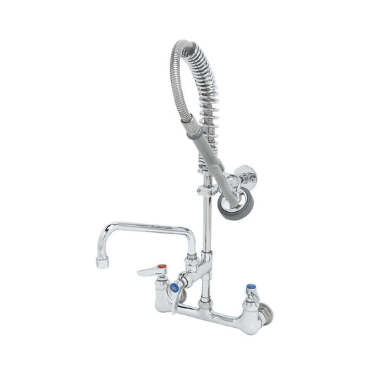 T&S Brass Mini Pre-Rinse Unit Wall Mount Chrome Brass 8" Centers - MPZ-8WLN-08