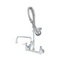 T&S Brass Mini Pre-Rinse Unit Wall Mount Chrome Brass 8" Centers - MPZ-8WLN-08