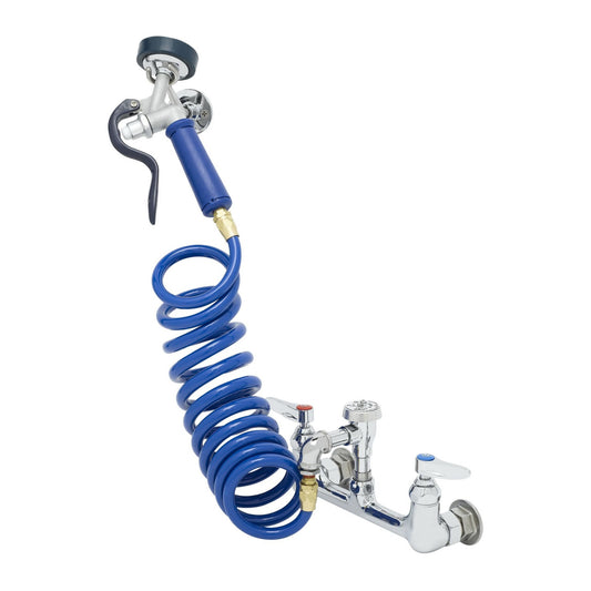 T&S Brass Wall Mount Pet Grooming Faucet CSA/NSF 8" Centers, 9' Hose