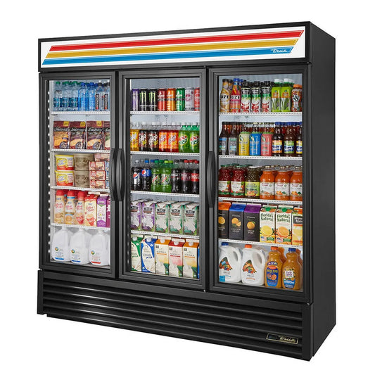 True 3-Door Glass Swing Door Merchandiser Refrigerator Black - GDM-72-HC~TSL01