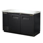 True Back Bar Cooler Commercial Grade NSF 2-Door Black 58-7/8" - TBB-2-HC