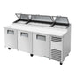 True 3-Section Refrigerated Pizza Prep Table - 93-1/2", 12 Pan, 3 Door, 115V - TPP-AT-93-HC