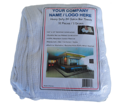 Toalla de barra acanalada blanca de 24 oz