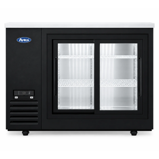 Atosa Back Bar Cooler Sliding Glass Door Shallow Depth 48" - Black - SBB48SGGRAUS2