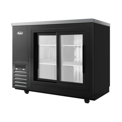 Atosa Back Bar Cooler Sliding Glass Door Shallow Depth 48" - Black - SBB48SGGRAUS2