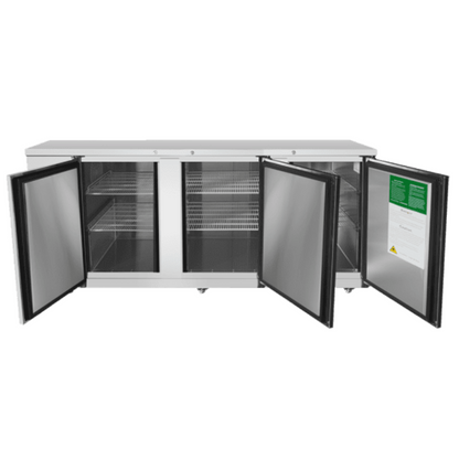 Atosa Back Bar Cooler Stainless Steel 3-Door 90" Commercial Grade - MBB90GR