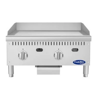Atosa CookRite Chrome Gas Countertop Griddle 24" - 60,000 BTU - ATG-2424-C