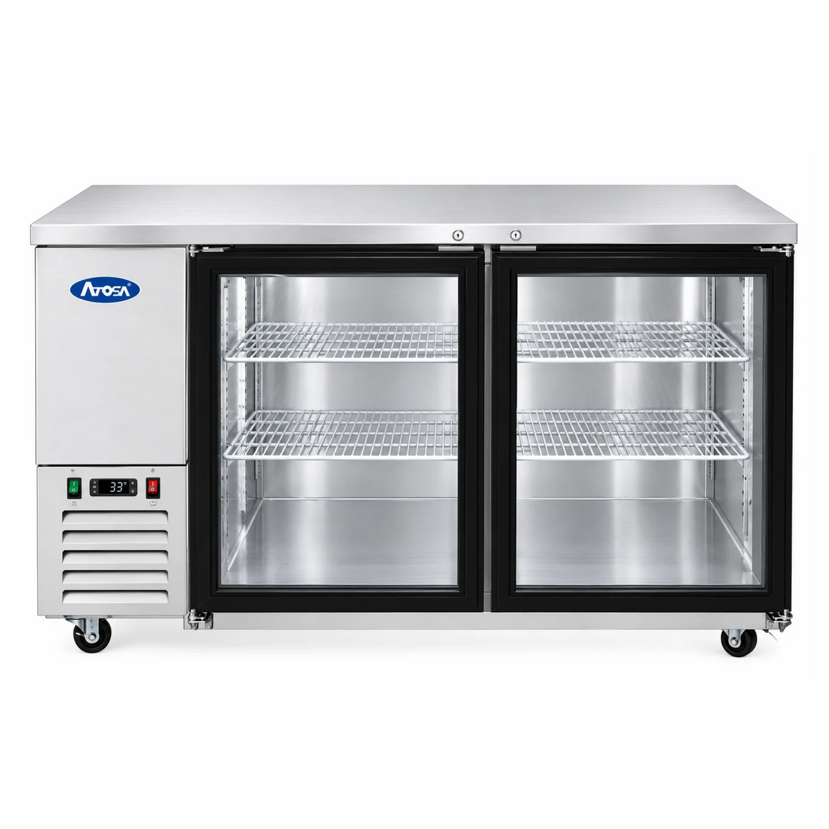 Atosa Back Bar Cooler Stainless Steel 2 Glass Doors 59" - 17.3 Cu. Ft. - MBB59GGR