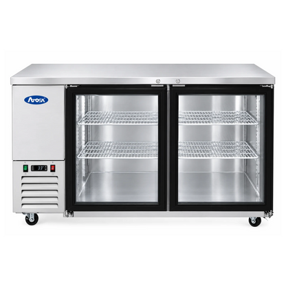 Atosa Back Bar Cooler Stainless Steel 2 Glass Doors 59" - 17.3 Cu. Ft. - MBB59GGR