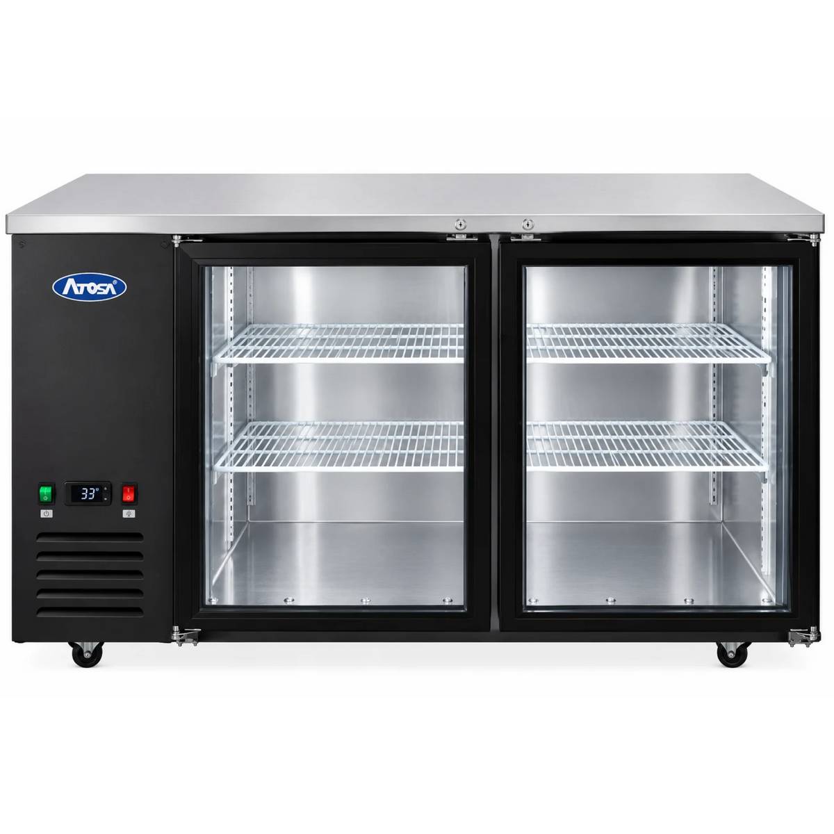 Atosa Black Back Bar Cooler 2 Glass Doors 57.75" - 15 Cu. Ft. - SBB59GGRAUS2