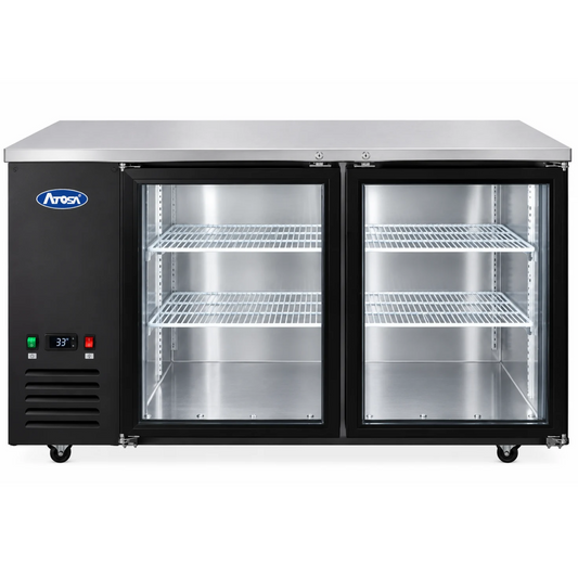Atosa Black Back Bar Cooler 2 Glass Doors 57.75" - 15 Cu. Ft. - SBB59GGRAUS2