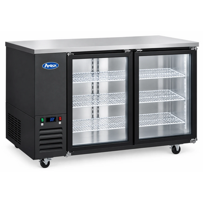 Atosa Black Back Bar Cooler 2 Glass Doors 57.75" - 15 Cu. Ft. - SBB59GGRAUS2