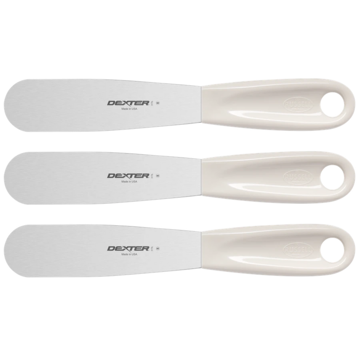 Esparcidor de 4,5" de acero inoxidable/polietileno blanco, paquete de 3