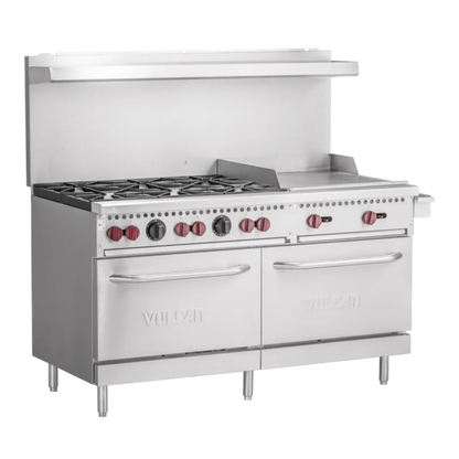 Vulcan SX Series Stainless Steel Gas Range 60" 6-Burner w/ 24" - SX60F-6B24GN