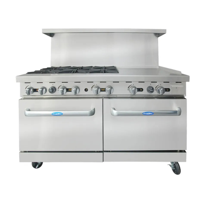 Atosa CookRite Commercial Gas Range Stainless Steel 6-Burner 24" - AGR-6B24GR
