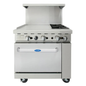 Atosa CookRite 36" Combination Gas Range Stainless Steel 2 Burners - AGR-2B24GL