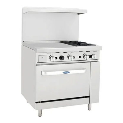 Atosa CookRite 36" Combination Gas Range Stainless Steel 2 Burners - AGR-2B24GL