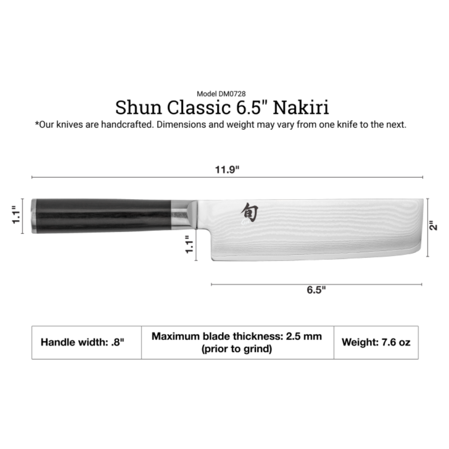 Shun Classic Nakiri Knife 6-1/2" - DM0728