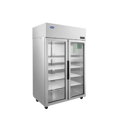 Atosa 2-Section Stainless Steel Pass-Thru Refrigerator, Glass - PLUS-R2-GS-S-PT