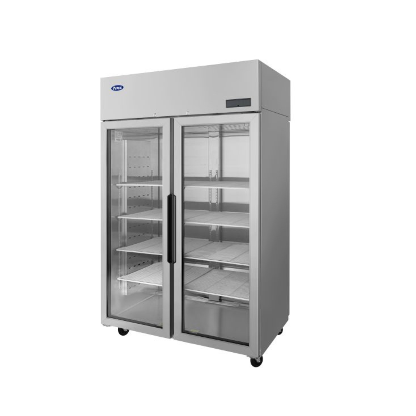 Atosa 2-Section Stainless Steel Pass-Thru Refrigerator, Glass - PLUS-R2-GS-S-PT