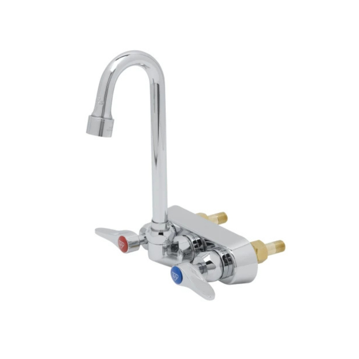 T&S Brass Workboard Faucet Brass Wall Mount NSF 4" Centers - B-1115-132XF1CR