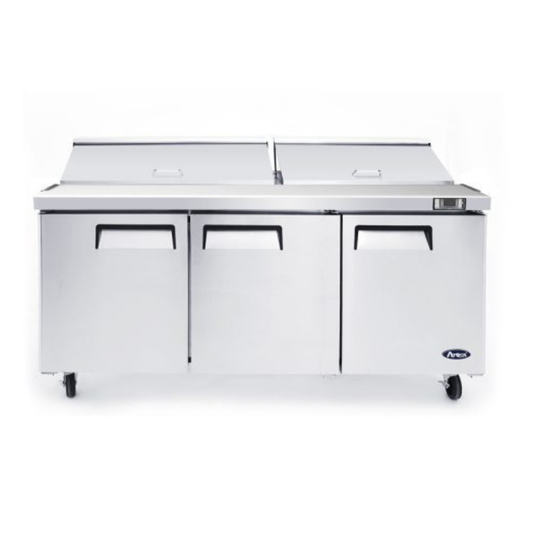 Atosa Stainless Steel Sandwich/Salad Prep Table 72" 3-Door - 18 Poly - MSF8304GR