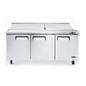 Atosa Stainless Steel Sandwich/Salad Prep Table 72" 3-Door - 18 Poly - MSF8304GR
