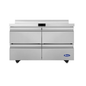 Atosa Stainless Steel Worktop Freezer with 4 Drawers & Backsplash 48" - AWF48D4