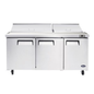 Atosa Mega Top Sandwich Prep Table Stainless Steel 72" - 3 Door - MSF8308GR