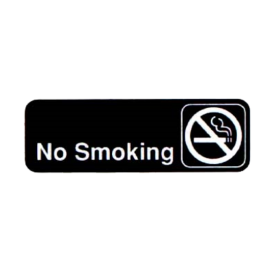 Vollrath Traex No Smoking Compliance Sign Black Plastic 3" x 9" - 4513