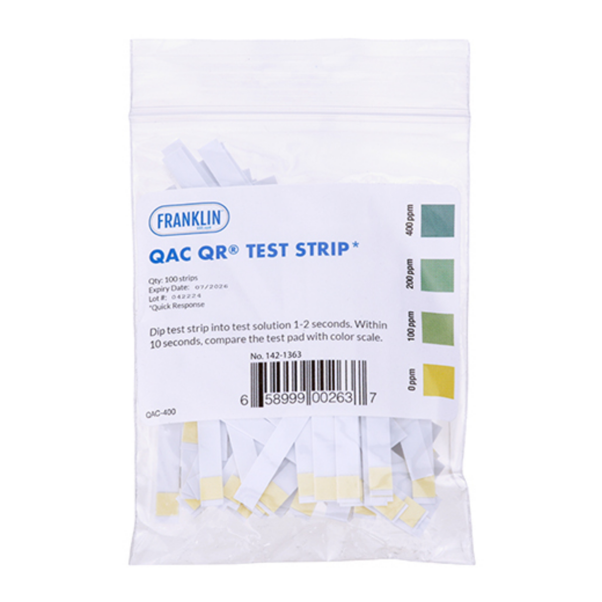 Franklin Machine Products Litmus Paper Test Kit For Quaternary Ammonia "QUAT" - 142-1363
