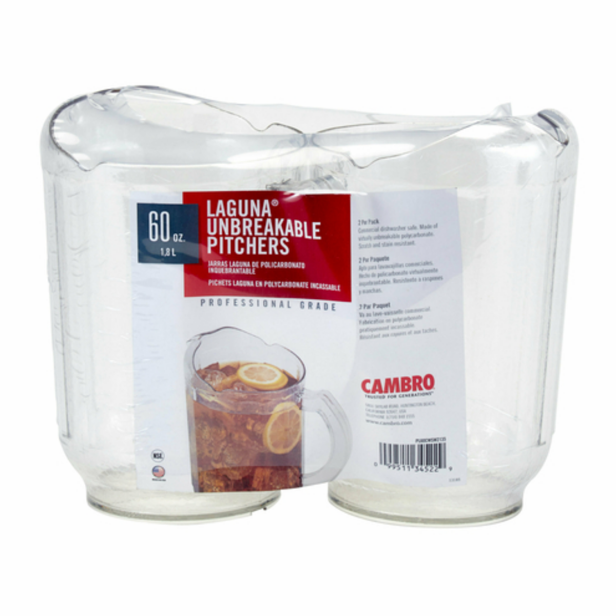 Cambro Pitcher, Plastic 60 oz - Clear - PL60CW135