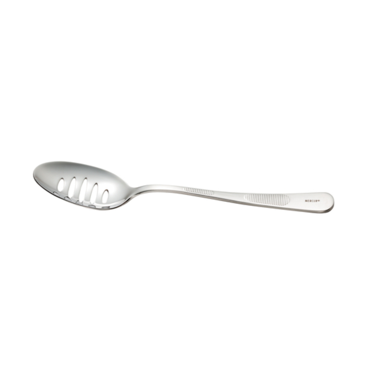 Cuchara para enchapar de 7-7/8" de largo, ranurada, de acero inoxidable