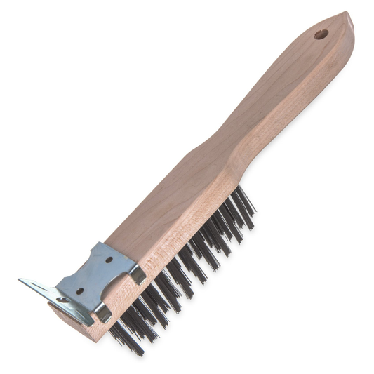 Carlisle - Grill Brush, 11" Wood Handle w/Scraper - 45779