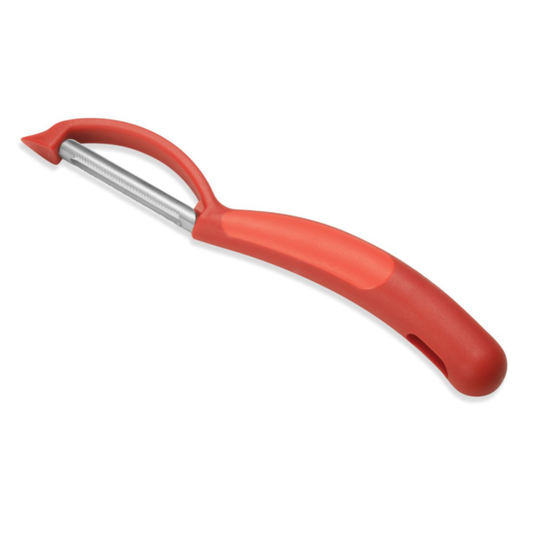 Kuhn Rikon Piranha Swivel Peeler Serrated Stainless Steel Red 7.25" - 26922