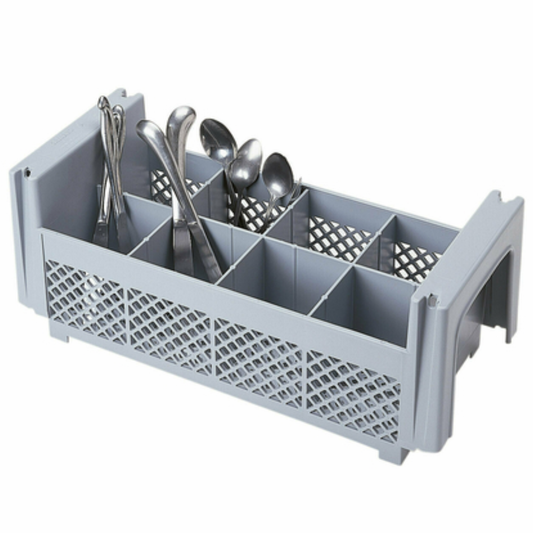Escurreplatos Cambro, 8 compartimentos, media rejilla para cubiertos, gris - 8FBNH434-151