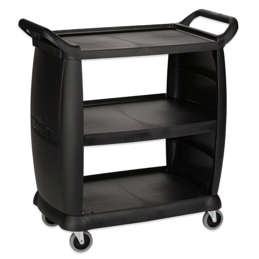 Carro de autobús de 3 estantes negro 300 lb