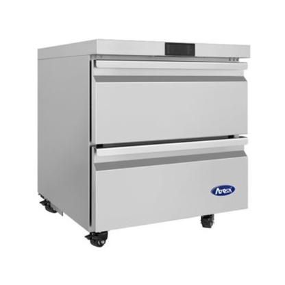 Atosa Undercounter Refrigerator Stainless Steel 2 Drawers 6.5 Cu. Ft. - AUR27D2