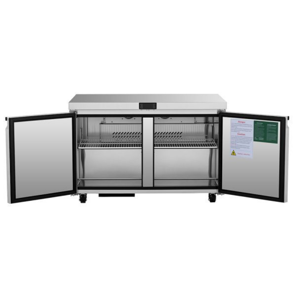 Atosa Undercounter Freezer Stainless Steel 2 Solid Door 60" - 15 Cu. Ft. AUF60SD