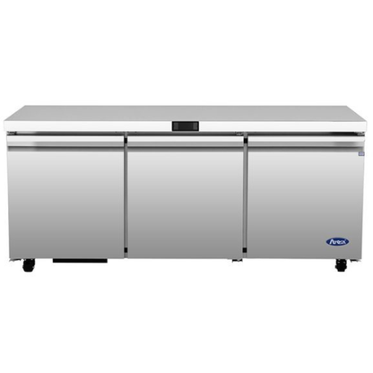 Atosa Stainless Steel Undercounter Refrigerator 72" - 3 Solid Doors AUR72SD
