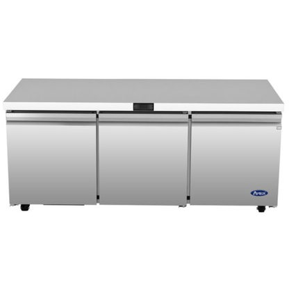 Atosa Stainless Steel Undercounter Refrigerator 72" - 3 Solid Doors AUR72SD