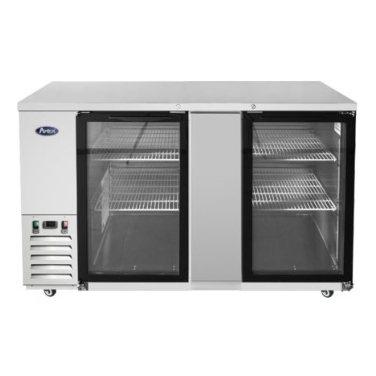 Atosa Back Bar Cooler Stainless Steel 2 Glass Doors 69" Shallow SBB69GGRAUS1