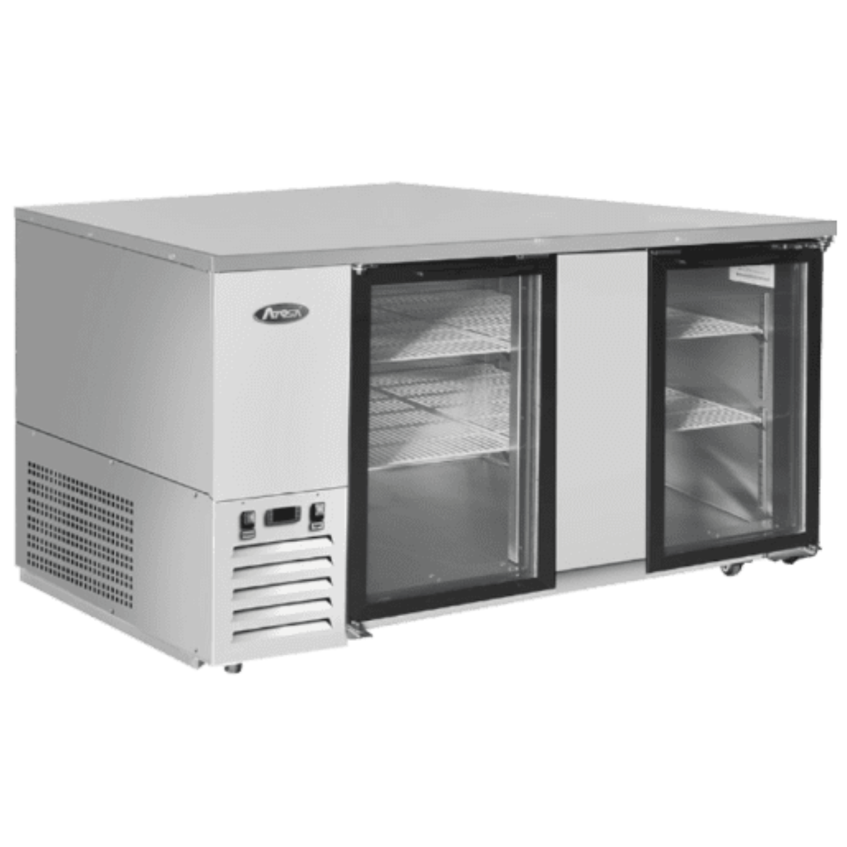 Atosa Back Bar Cooler Stainless Steel 2 Glass Doors 69" Shallow SBB69GGRAUS1
