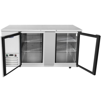 Atosa Stainless Steel Back Bar Cooler 2 Glass Doors 69" - 21.5 Cu. Ft. MBB69GGR