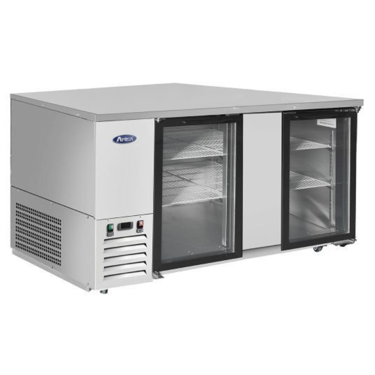 Atosa Stainless Steel Back Bar Cooler 2 Glass Doors 69" - 21.5 Cu. Ft. MBB69GGR